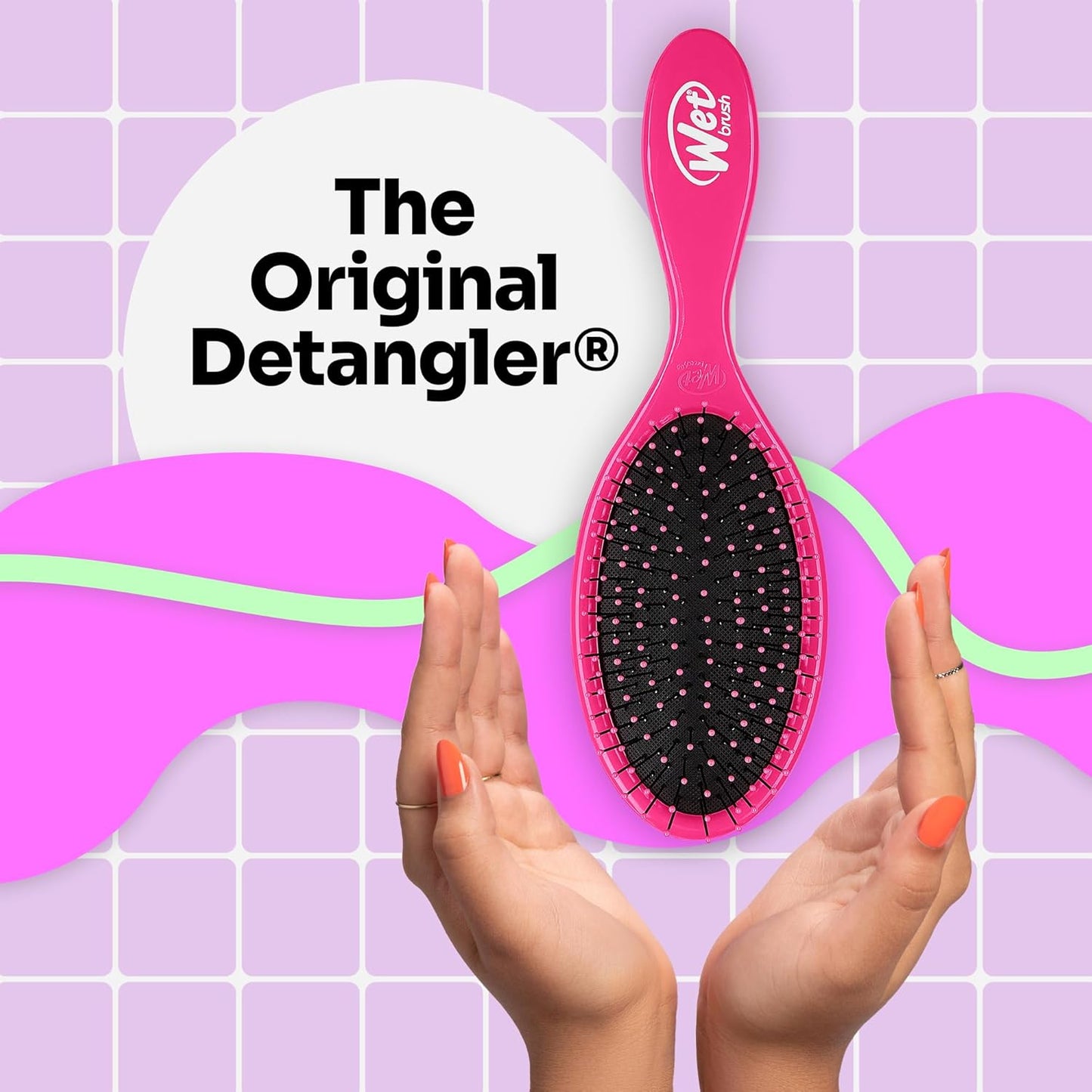 Wet Brush Detangling Brush, Original Detangler Brush (Pink) - Wet & Dry Tangle-Free Hair Brush for Women & Men - No Tangle Soft & Flexible Bristles for Straight, Curly, & Thick Hair