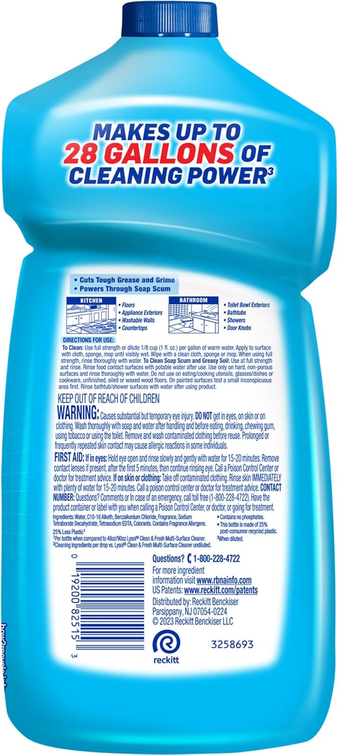 LYSOL Power Clean Multi-Surface Cleaner, 2x Concentrated Pour, Cool Adirondack scent, 28 Fl Oz