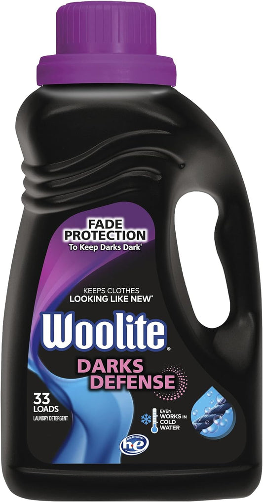 Woolite Darks Defense Liquid Laundry Detergent, Woolite Dark, Laundry Detergent, 33 Loads, 50 Fl Oz, Regular & HE Washers, Packaging May Vary