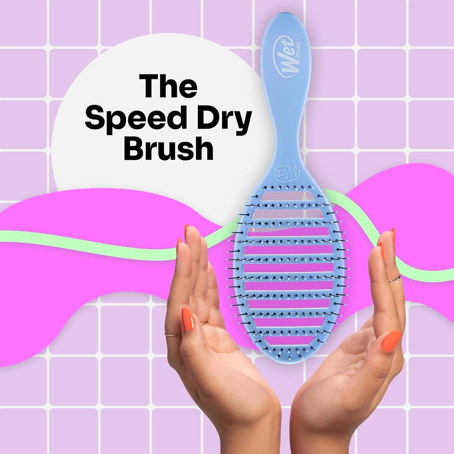 Wet Brush Speed Dry Hair Brush - Sky Blue - Vented Design and Ultra Soft HeatFlex Bristles Are Blow Dry Safe With Ergonomic Handle Manages Tangle and Uncontrollable Hair - Pain-Free