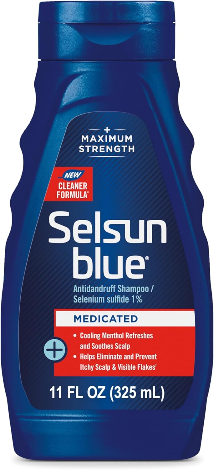 Selsun Blue Medicated Antidandruff Shampoo, Maximum Strength Scalp Treatment With Selenium Sulfide, 11 fl. oz.