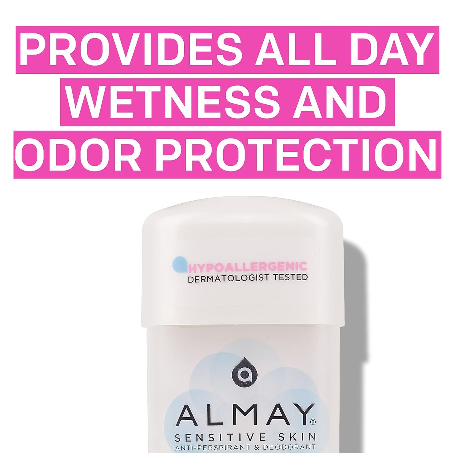 Almay Deodorant for Women, Gel Antiperspirant, Hypoallergenic, Dermatologist Tested for Sensitive Skin, Fragrance Free, 2.25 Oz