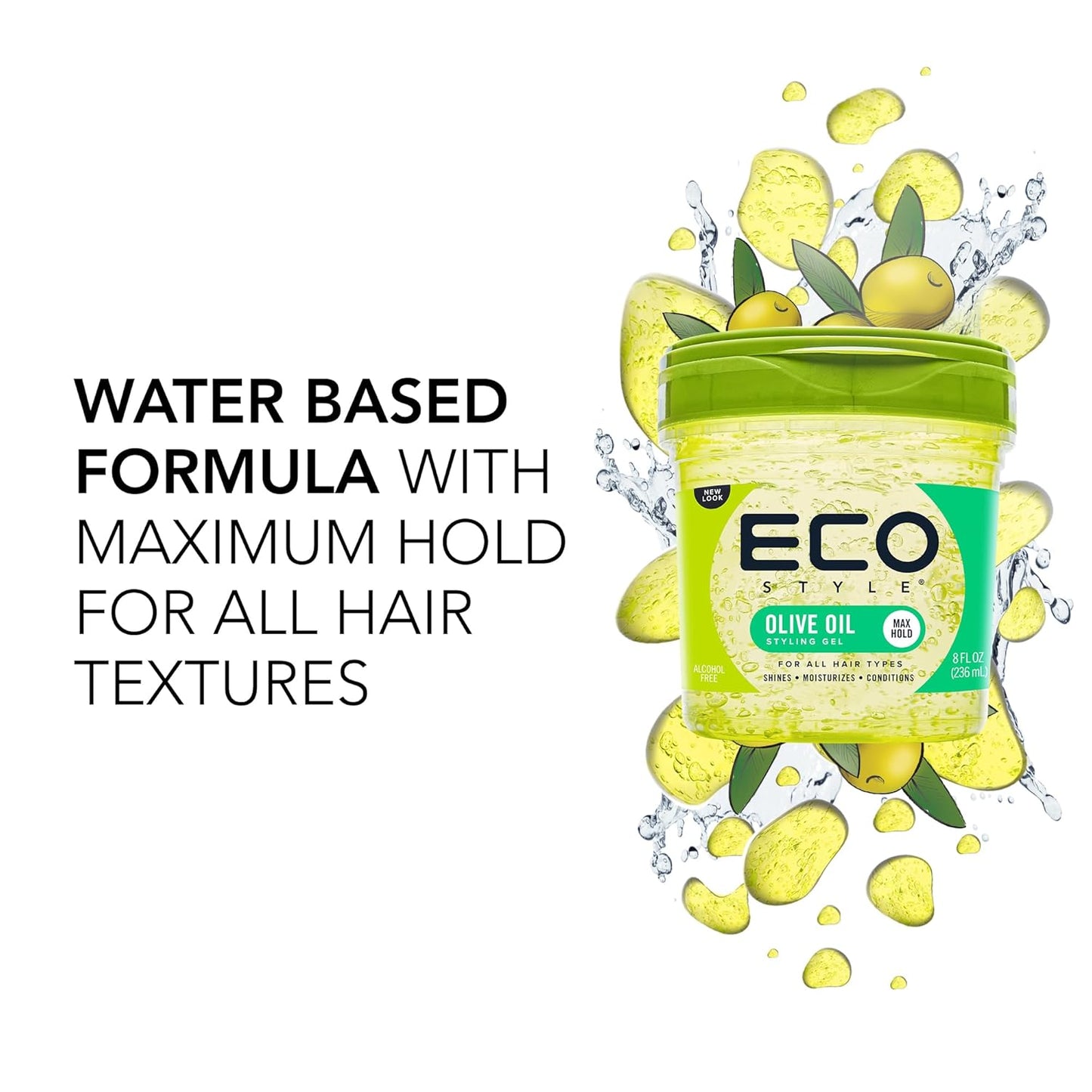 Eco Style Gel Olive Oil Styling - Adds Shine and Tames Split Ends - Delivers Moisture to Scalp - Nourishes And Repairs - Provides Weightless and Superior Hold - Ideal for all Hair - 8 oz