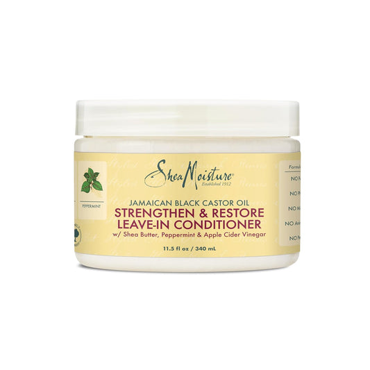 SheaMoisture 100% Pure Jamaican Black Castor Oil Leave In Conditioner For Damaged Hair and To Soften Detangle Hair 11.5oz