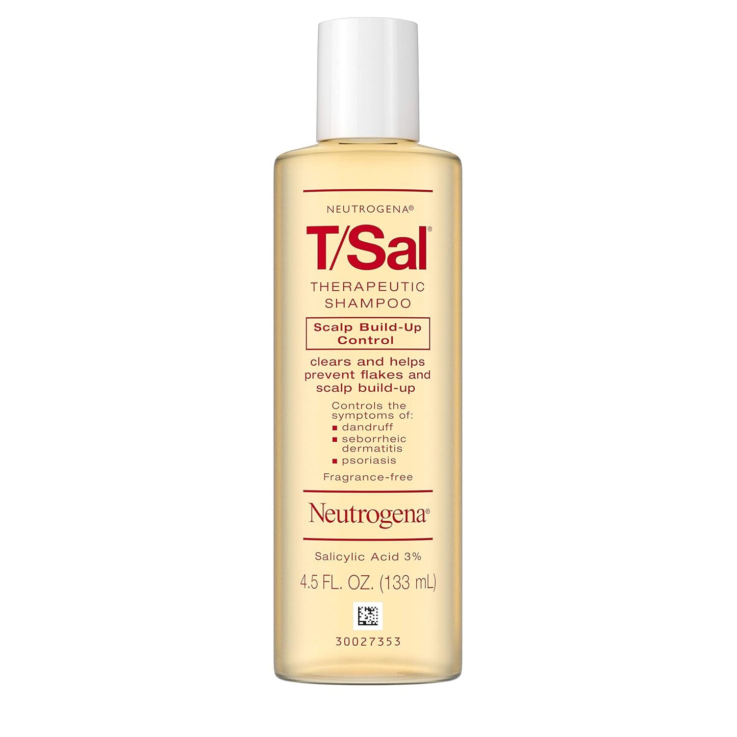 Neutrogena T/Sal Therapeutic Shampoo for Scalp Build-Up Control with Salicylic Acid, Scalp Treatment for Dandruff, Scalp Psoriasis & Seborrheic Dermatitis Relief, 4.5 fl. oz