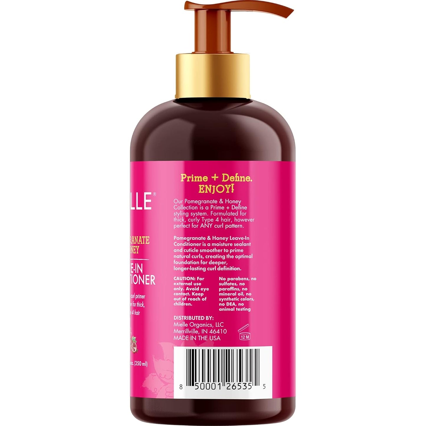 Mielle Organics Pomegranate & Honey Leave-In Conditioner, Moisturizing Curl Primer and Detangler, Repair Damage and Prevent Frizz, Treatment For Thick Curly Hair Type 4 Hair, 12-Fluid Ounces