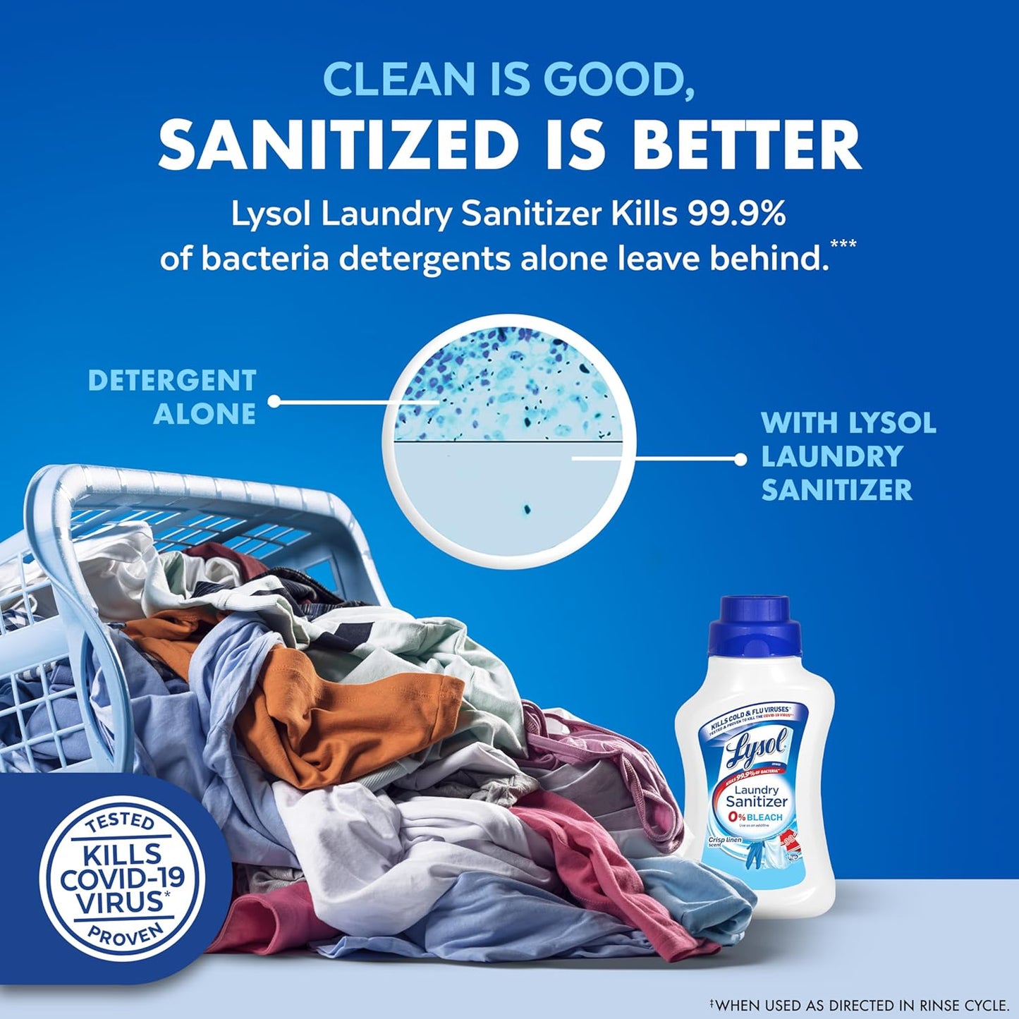 Lysol Disinfectant Laundry Sanitizer & Scent Booster, Laundry Detergent Additive, Color Safe Bleach Alternative, Laundry Odor Eliminator, Kills Bacteria & Viruses, Crisp Linen Scent, 41 Fl Oz Liquid