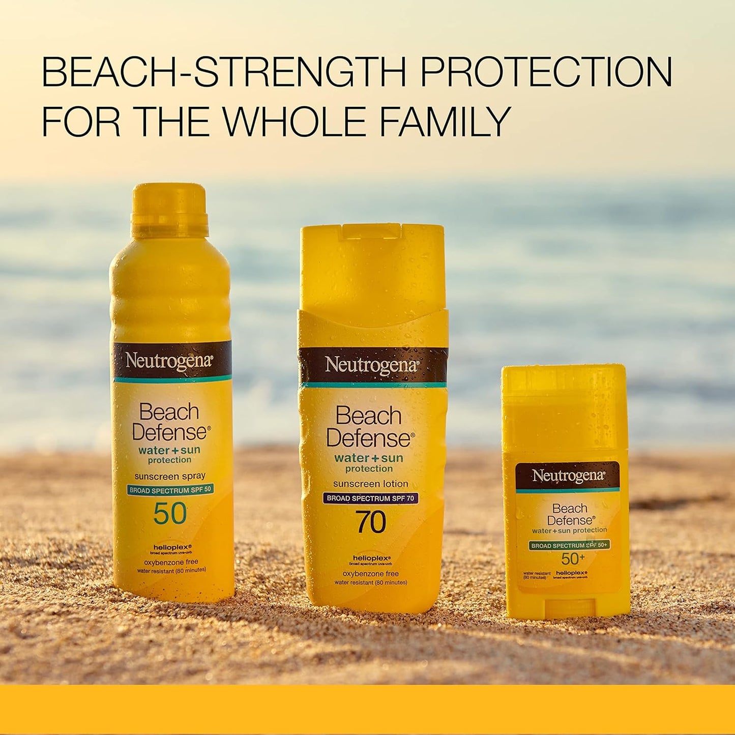 Neutrogena Beach Defense Face and Body Sunscreen Lotion with Broad Spectrum SPF 70, Offers UVA/UVB Protection, Water Resistant and Oil Free Sun Protection, Oxybenzone Free and Fast Drying, 6.5 OZ