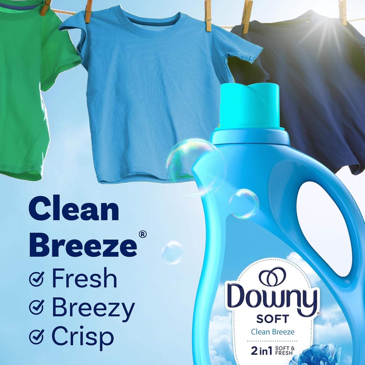 Downy Fabric Softener Liquid, Clean Breeze Scent, 44 fl oz, 60 Loads