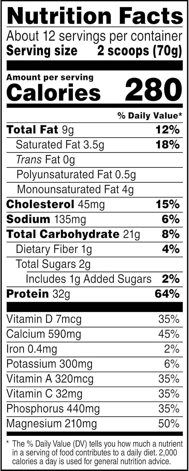 Muscle Milk Genuine Protein Powder, Vanilla Crème, 1.93 Pounds, 12 Servings, 32g Protein, 2g Sugar, Calcium, Vitamins A, C & D, NSF Certified for Sport, Energizing Snack, Packaging May Vary