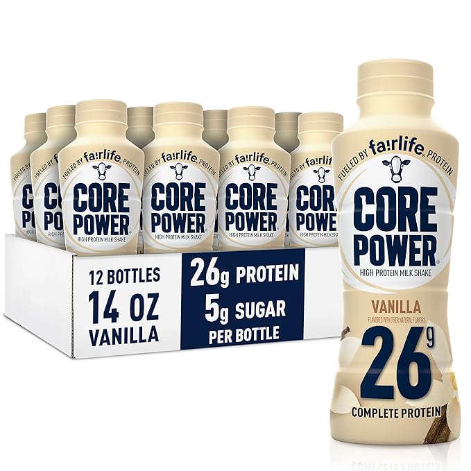 Fairlife Core Power 26g Protein Milk Shakes, Ready To Drink for Workout Recovery, Vanilla, 14 Fl Oz (Pack of 12)