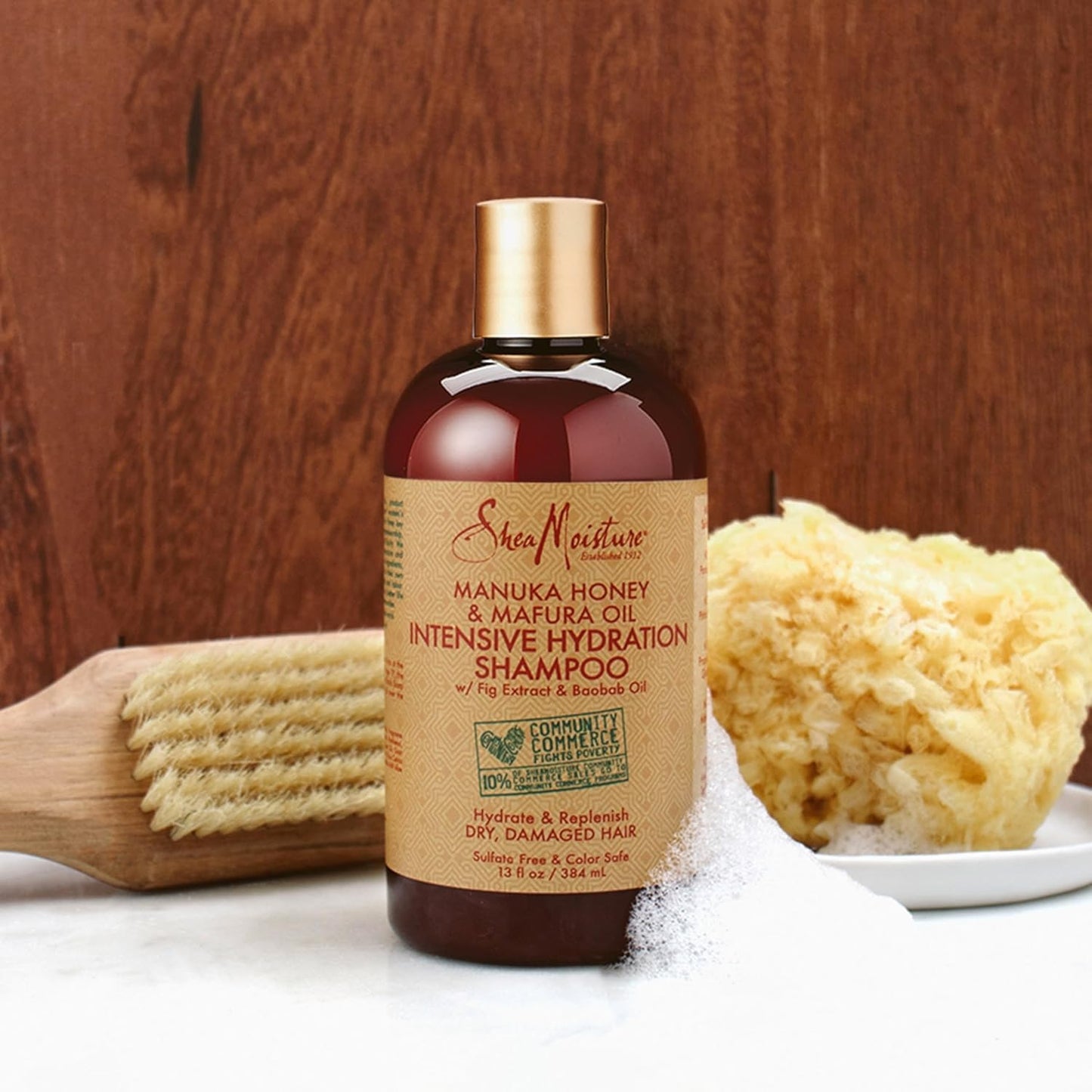 SheaMoisture Intensive Hydration Shampoo for Dry, Damaged Hair Manuka Honey and Mafura Oil Sulfate-Free 13 oz