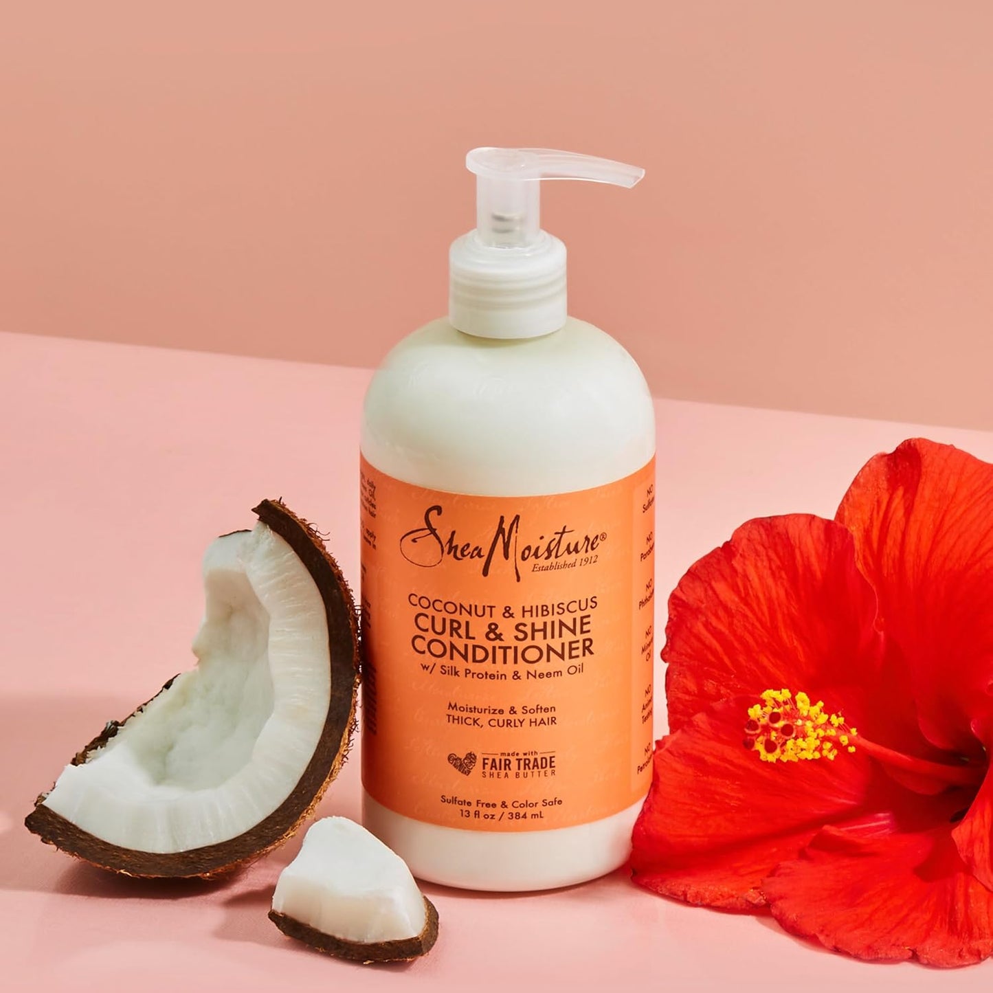 SheaMoisture Curl and Shine Coconut Shampoo Coconut and Hibiscus for Curly Hair Paraben Free Shampoo 13 oz