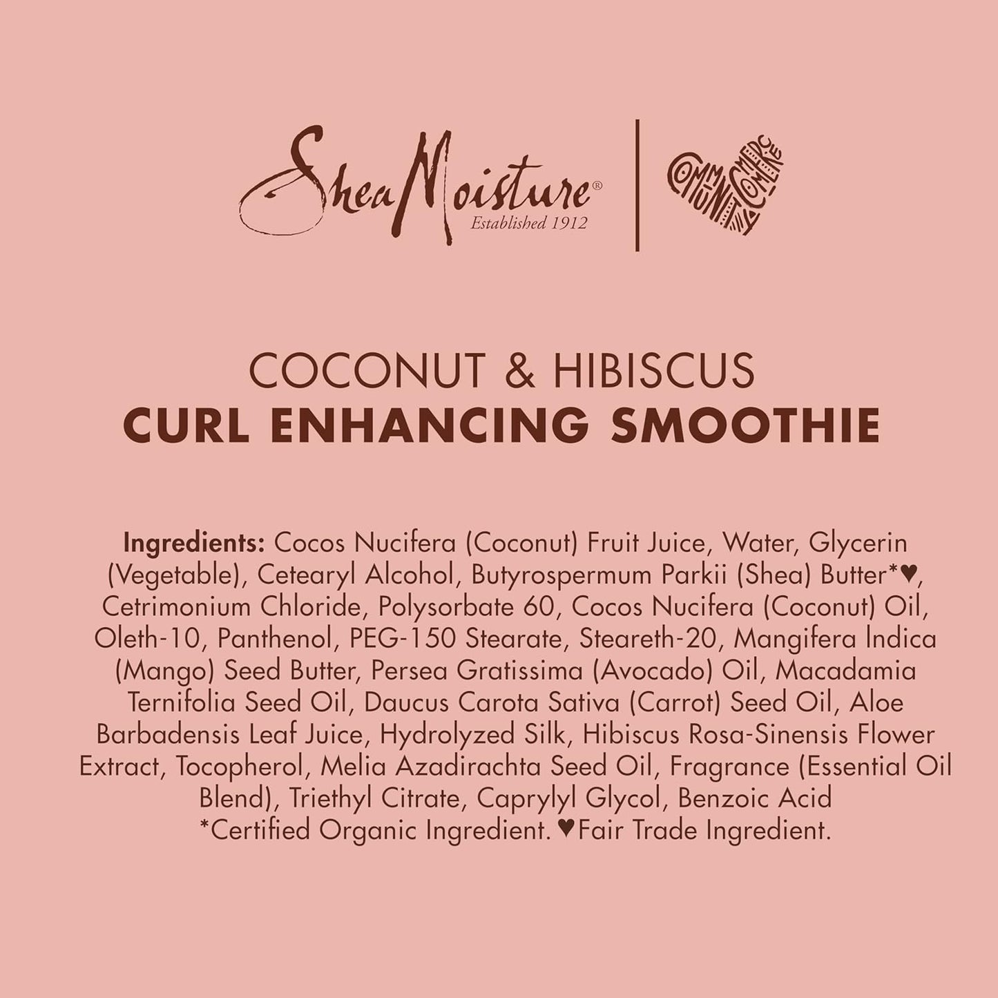 SheaMoisture Smoothie Curl Enhancing Cream Coconut and Hibiscus for Thick, Curly Hair Sulfate Free and Paraben Free 12 oz