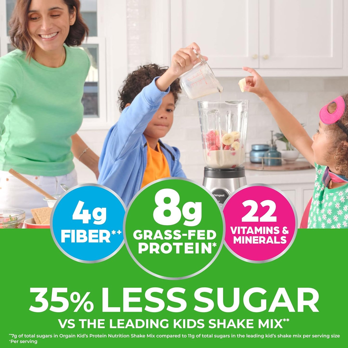 Orgain Kids Protein Powder Shake Mix, Vanilla Bean Ice Cream - 8g Grass-Fed Dairy Protein, 4g Fiber, 22 Vitamins & Minerals, Gluten Free, No Soy Ingredients, Adds Healthy Nutrients to Kids Snacks, 1lb