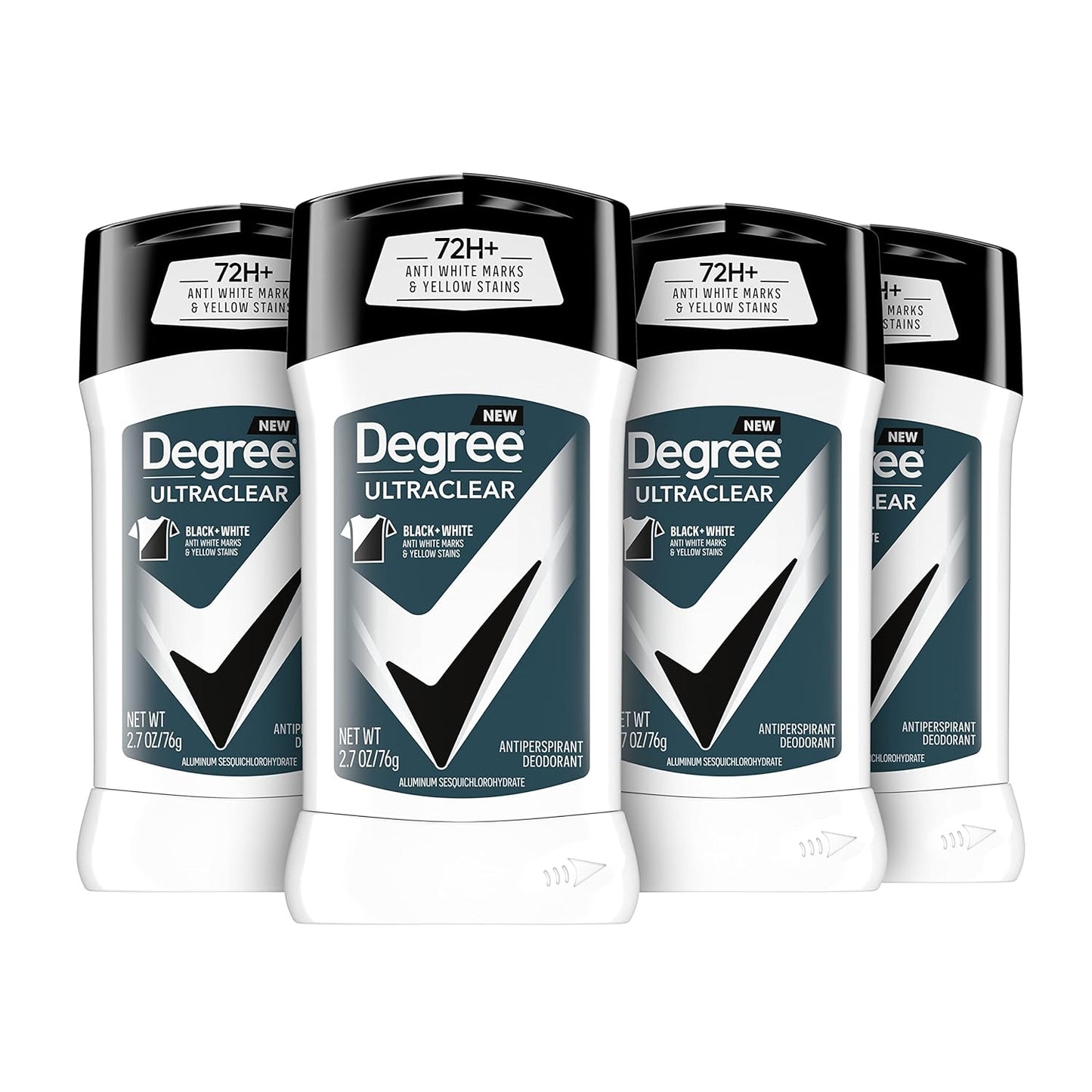 Degree Men UltraClear Antiperspirant Deodorant Black + White 72-Hour Sweat & Odor Protection Antiperspirant For Men With MotionSense Technology 2.7 Ounce (Pack of 4)