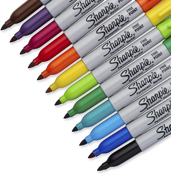 SHARPIE Permanent Markers, Fine Point, Assorted Colors, 12 Count