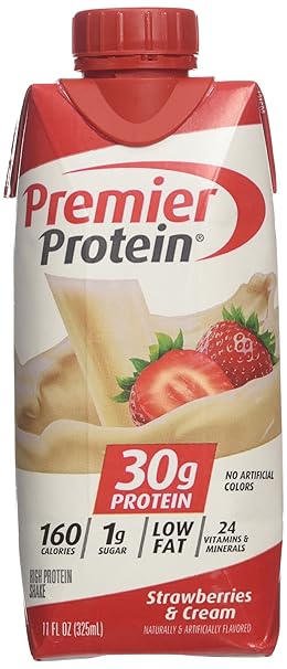 Premier Protein Protein Shake, Strawberries & Cream, 30g Protein, 1g Sugar, 11 fl oz Pack of 12