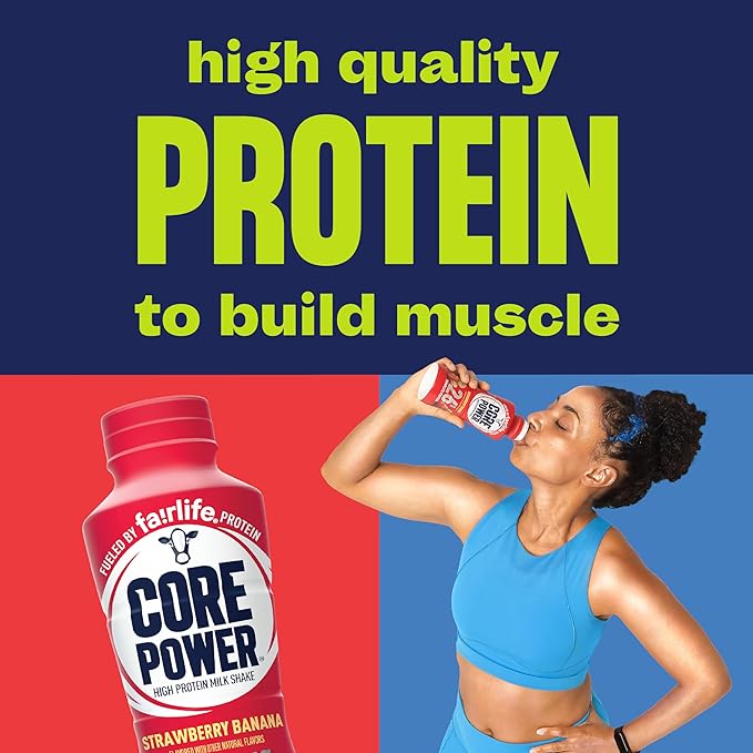 Core Power Protein Shake, Strawberry Banana, 26g Bottle, 14oz, 12 Pack