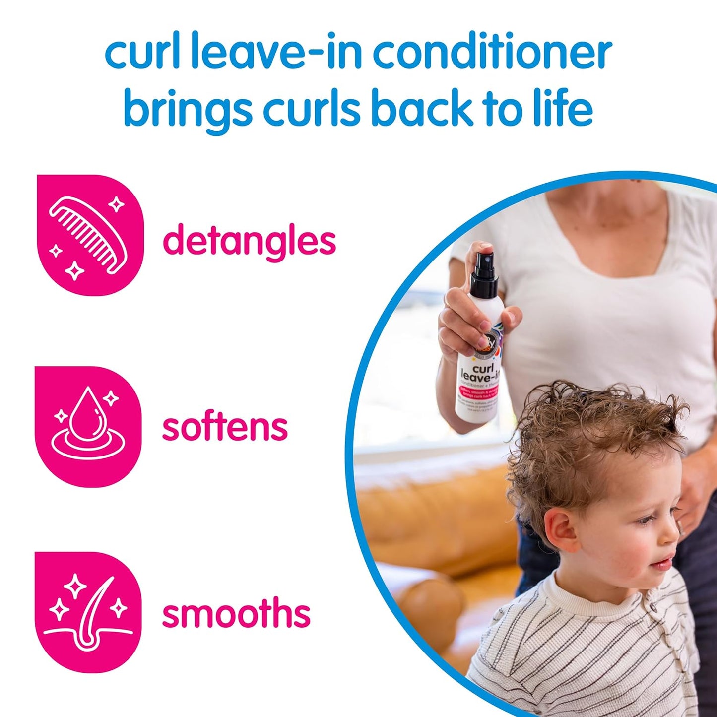 So Cozy Leave In Conditioner Spray (8 Fl Oz) Paraben-Free Detangler for Kids' Curly Hair, Deep Conditioner & Tangle-Free Curls, Gentle & Nourishing with Keratin, Vitamin B5, Olive Oil & Jojoba Oil