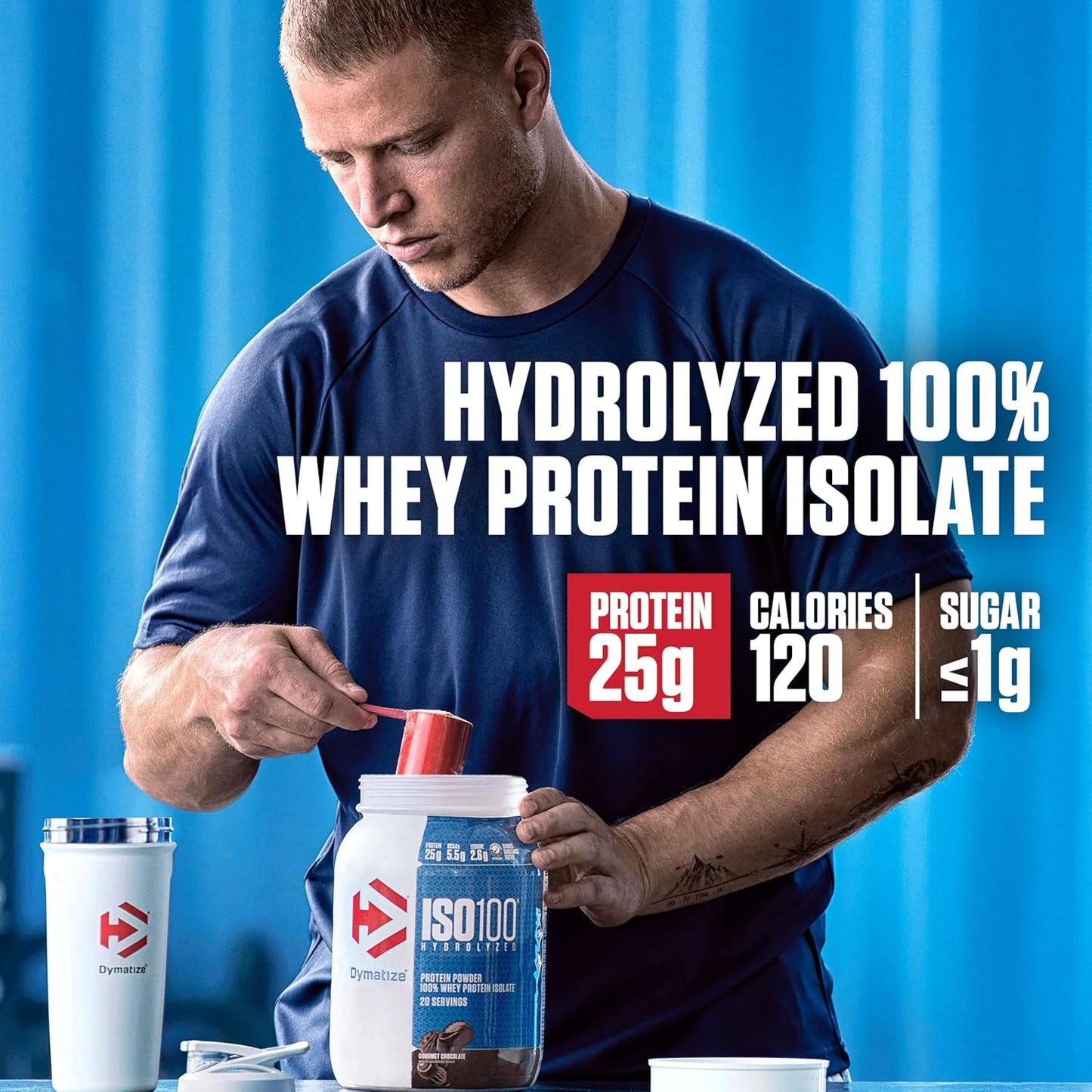 Dymatize ISO100 Whey Protein Powder with 25g of Hydrolyzed 100% Whey Isolate, Gluten Free, Fast Digesting, Chocolate Peanut Butter, 20 Servings