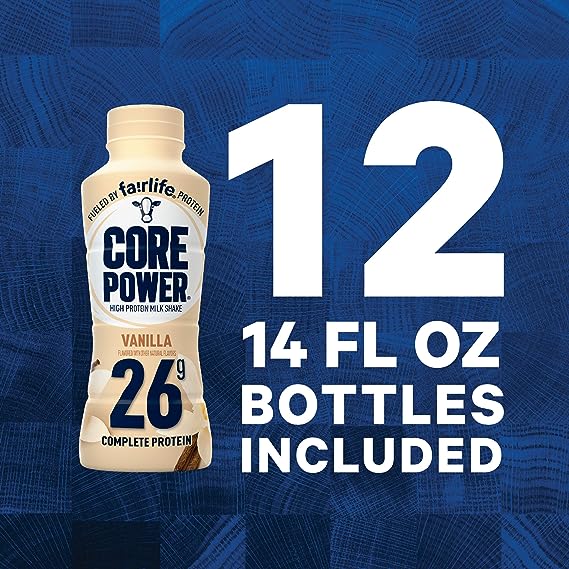 Fairlife Core Power 26g Protein Milk Shakes, Ready To Drink for Workout Recovery, Vanilla, 14 Fl Oz (Pack of 12)