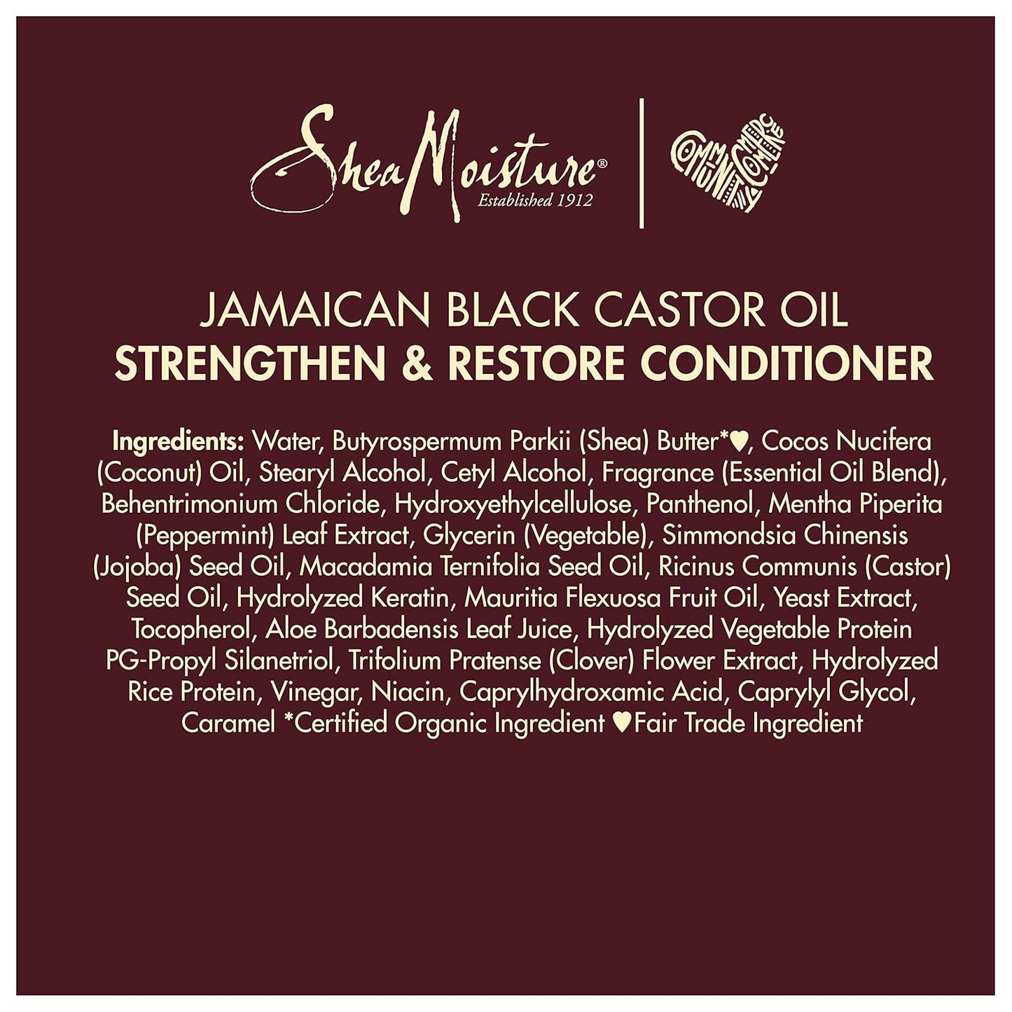 SheaMoisture Conditioner 100% Pure Jamaican Black Castor Oil to Intensely Smooth and Nourish Hair with Shea Butter, Peppermint and Apple Cider Vinegar 13 oz