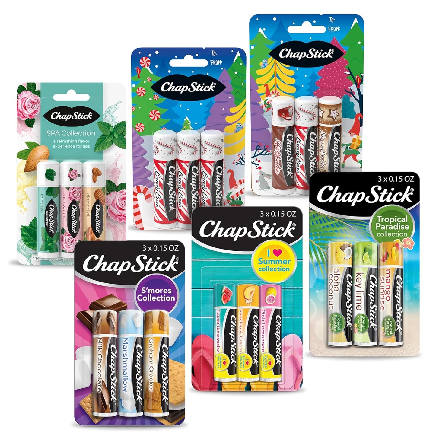 ChapStick Fan Favorites Multi-Pack Flavored Lip Balm Tubes Fan Favs - 0.15 Oz (Box of 6 Packs of 3)