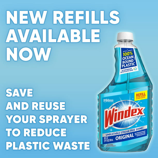 Windex® Glass Cleaner, Original Blue, Spray Bottle, 32 fl oz