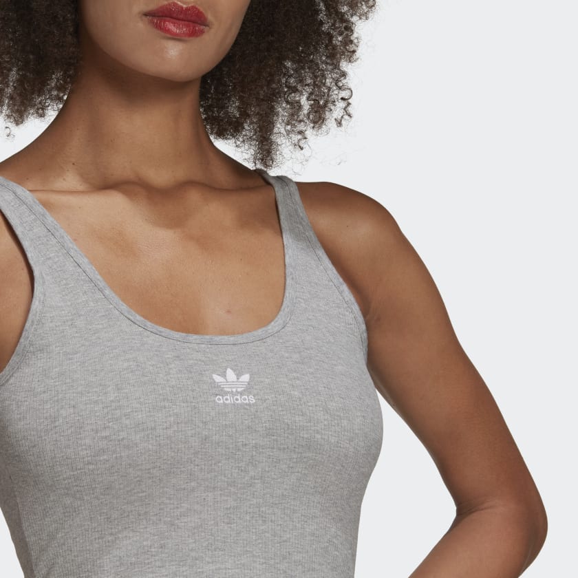 Adidas Women's Adicolor Essentials Rib Tank Top, Medium Grey Heather