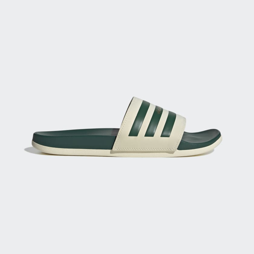 Adidas Women's Adilette Comfort Slides, Wonder White / Collegiate Green / Gold Metallic