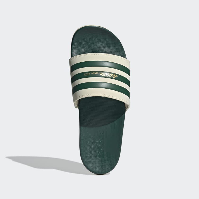 Adidas Women's Adilette Comfort Slides, Wonder White / Collegiate Green / Gold Metallic