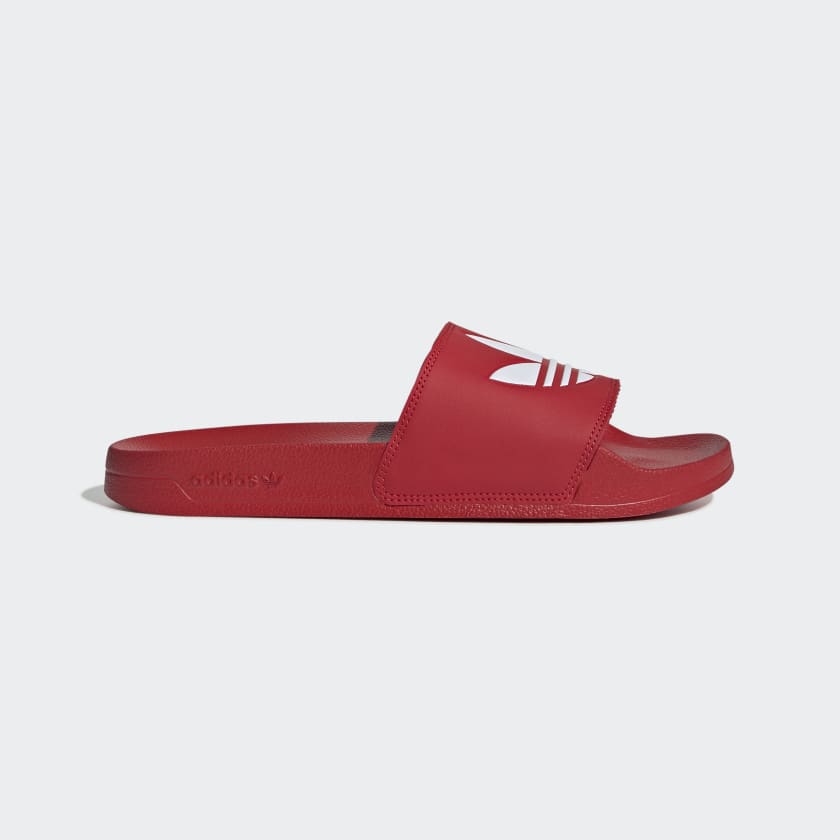 Adidas Men's Adilette Lite Slides,  Scarlet / Cloud White / Scarlet