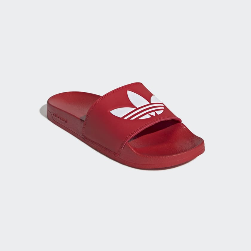 Adidas Men's Adilette Lite Slides,  Scarlet / Cloud White / Scarlet