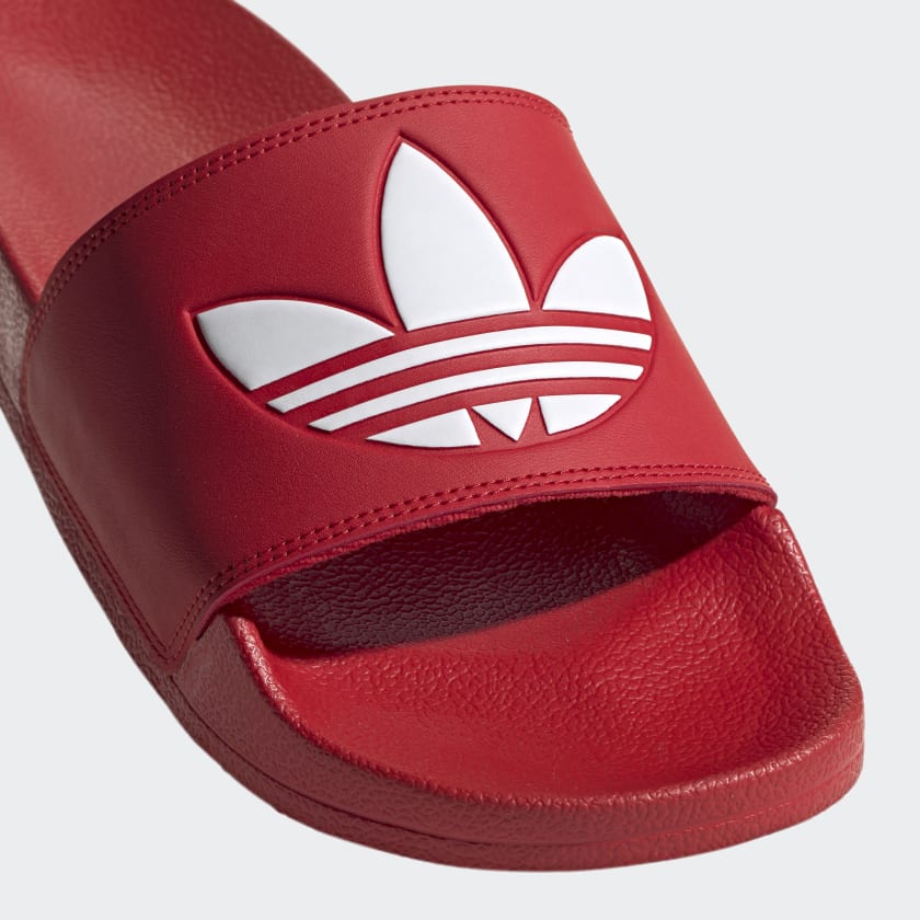 Adidas Men's Adilette Lite Slides,  Scarlet / Cloud White / Scarlet