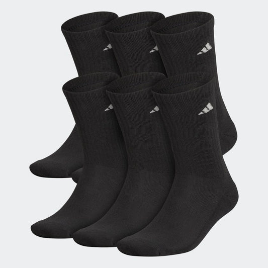 Adidas Athletic Cushioned Crew Socks 6 Pairs, Black