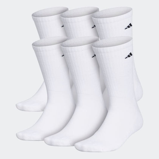 Adidas Athletic Cushioned Crew Socks 6 Pairs, White