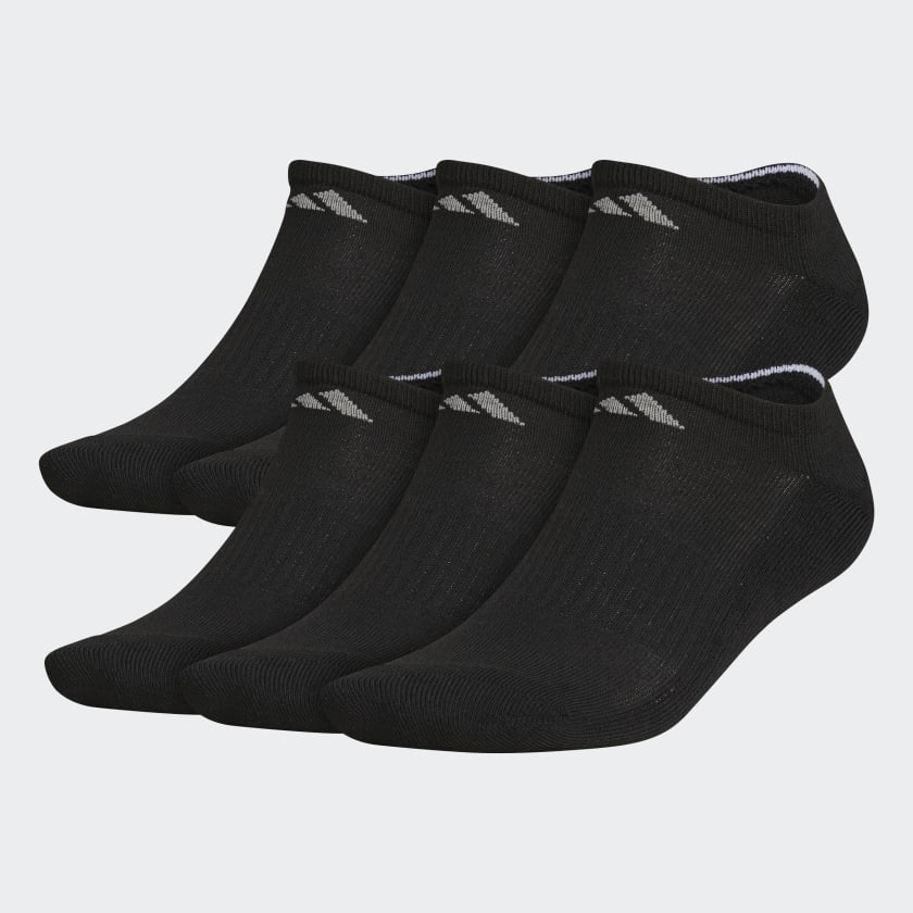 Adidas Athletic Cushioned No-Show Socks 6 Pairs, Black