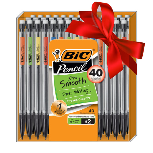 BIC Xtra-Smooth Mechanical Pencils with Erasers, 40-Count Pack, Bulk Mechanical Pencils for School Supplies