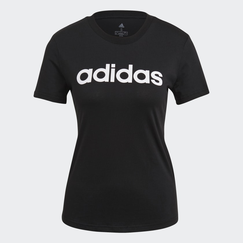 Adidas Women's Essentials Slim Logo Tee, Black / White