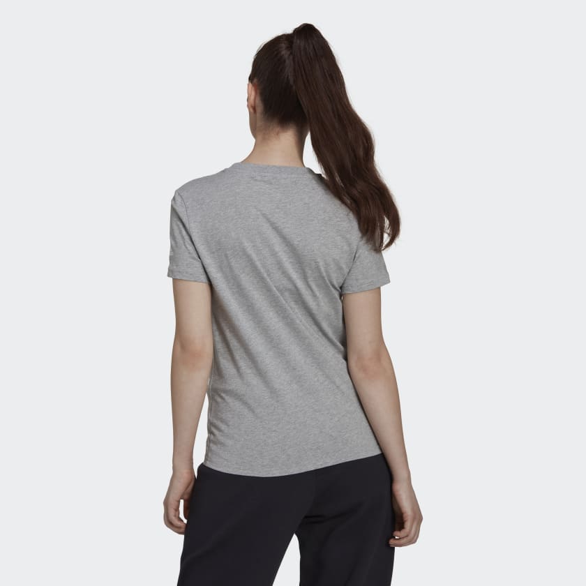 Adidas Women's Essentials Slim Logo Tee, Medium Grey Heather / White