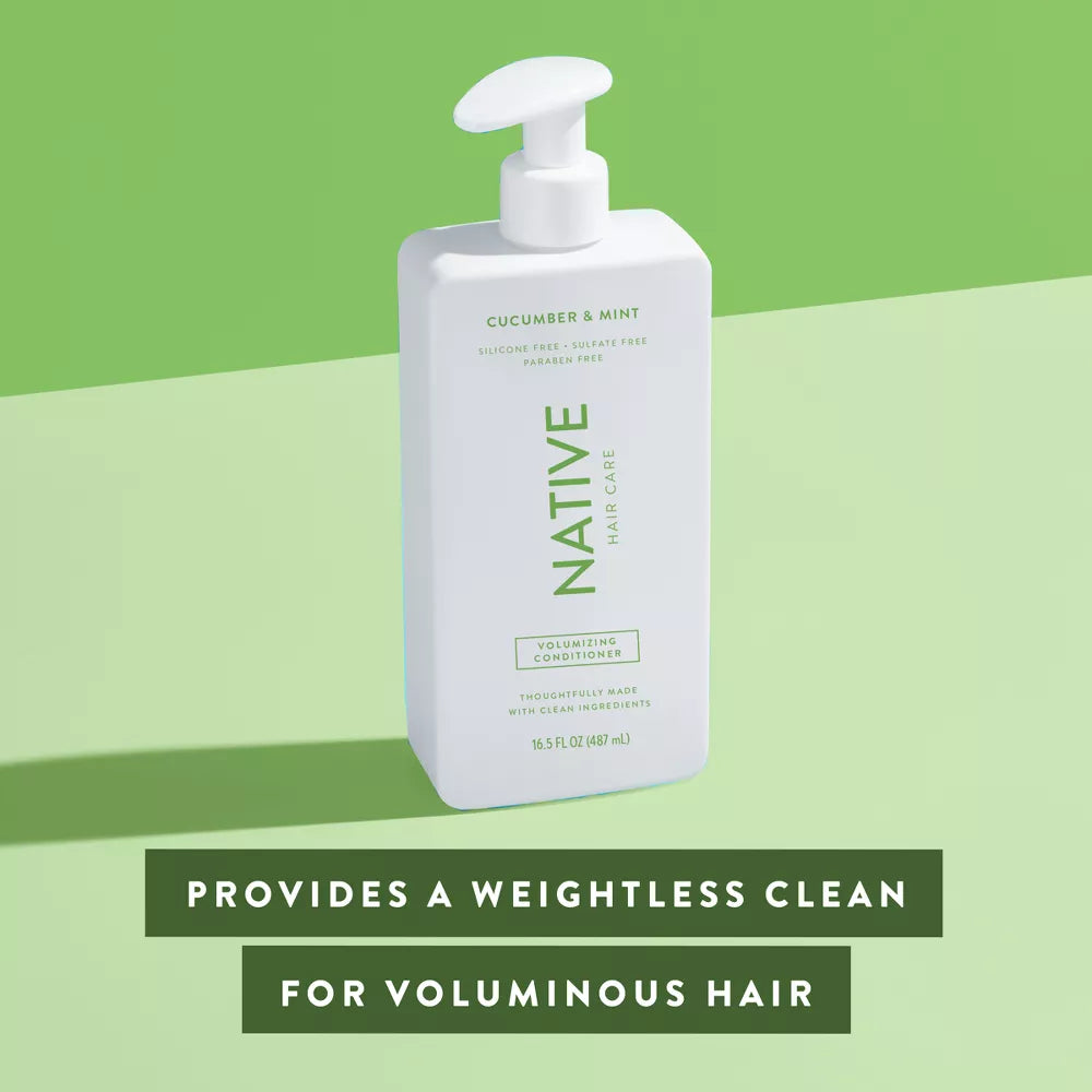 Native Vegan Cucumber & Mint Natural Volume Conditioner, Clean, Sulfate, Paraben and Silicone Free - 16.5 fl oz