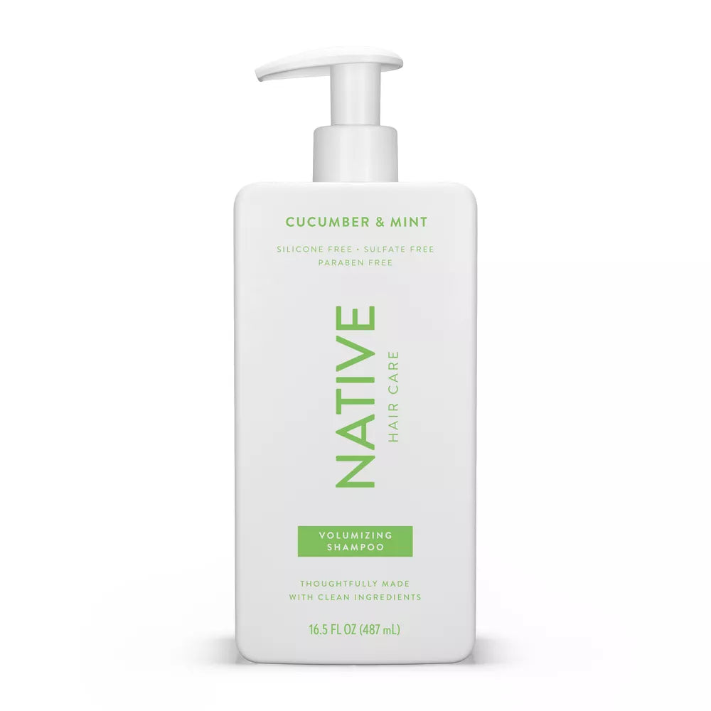 Native Vegan Cucumber & Mint Natural Volume Shampoo, Clean, Sulfate, Paraben and Silicone Free - 16.5 fl oz