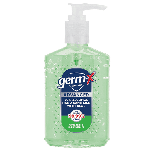 Germ-X® Advanced Gel Hand Sanitizer with Aloe with Pump, Bottle of Hand Sanitizer, Original Scent, 8 fl oz