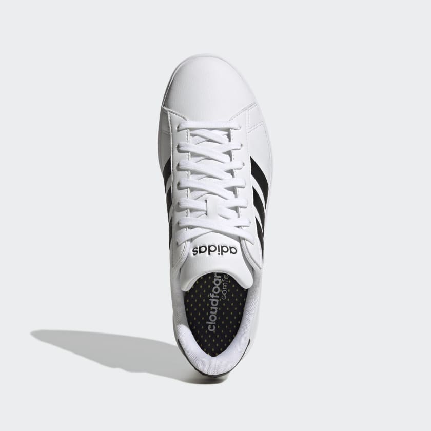 Adidas Men's Grand Court 2.0 Shoes, Cloud White / Core Black / Cloud White