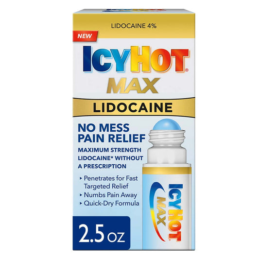 Icy Hot Maximum Strength Muscle & Joint Pain Relief Numbing Roll-On Liquid with Lidocaine 2.5oz