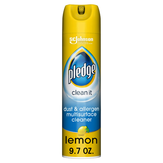 Pledge Clean It Dust & Allergen Multisurface Cleaner Spray, Lemon Scent, 9.7 Ounce