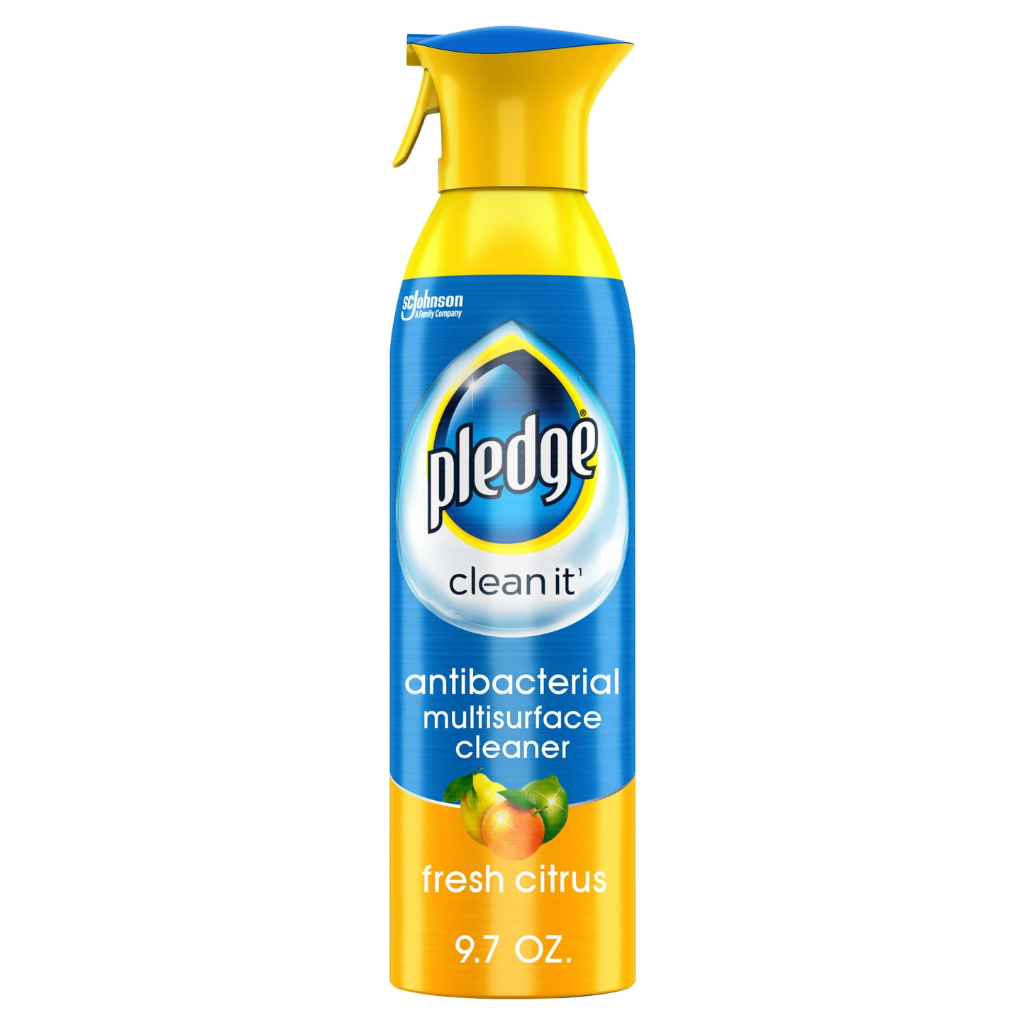 Pledge® Everyday Clean™ Multisurface Antibacterial Cleaner, Aerosol, Fresh Citrus, 9.7 Oz