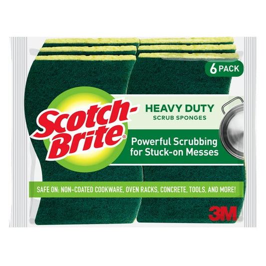 Scotch-Brite Heavy Duty Scrub Sponges, 6 Scrubbing Sponges