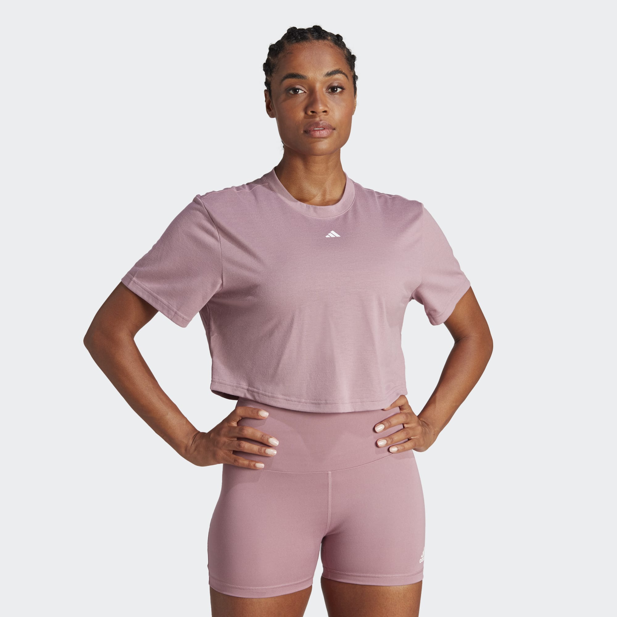 Adidas Women s Studio Tee Wonder Orchid Safari Distributions Home Goods and Essentials